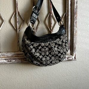 Coach Black and Gray Patterned Shoulder Bag